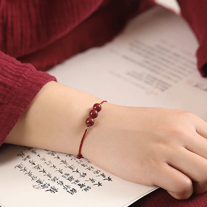 Pulsera tobillera con cuentas de cinabrio de la suerte naturales con Buddha Stones