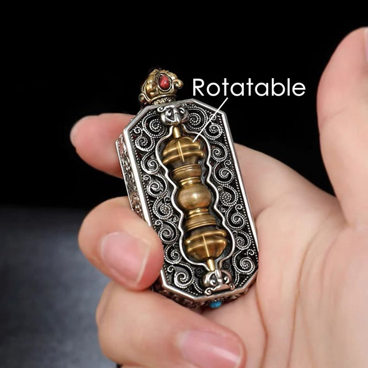 Buddha Stones tibetano Om Mani Padme Hum tallado Dorje Vajra giratorio patrón de loto pureza COLLAR COLGANTE de cuerda