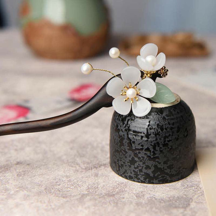 Buddha Stones Flor de ébano Protección Bendición Horquilla Decoraciones