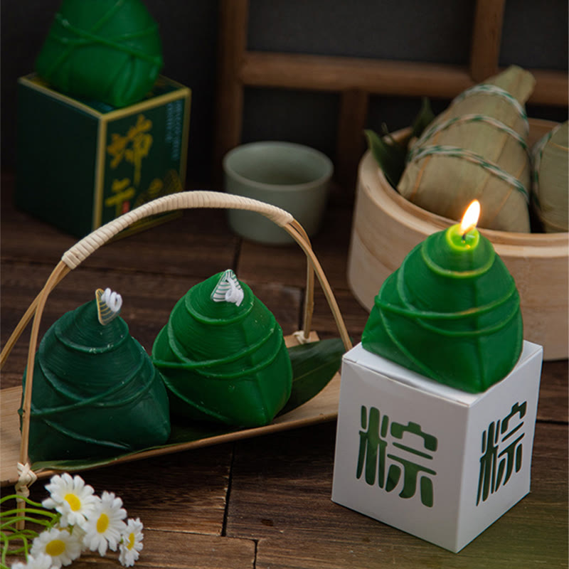 Vela perfumada con patrón Zongzi del Festival del Barco del Dragón de Buddha Stones , regalo para familiares y amigos
