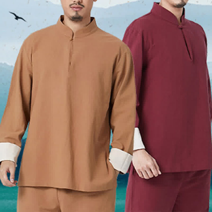 Conjunto de ropa de lino y algodón para hombre, meditación Zen espiritual, Buddha Stones, Yoga, práctica de oración