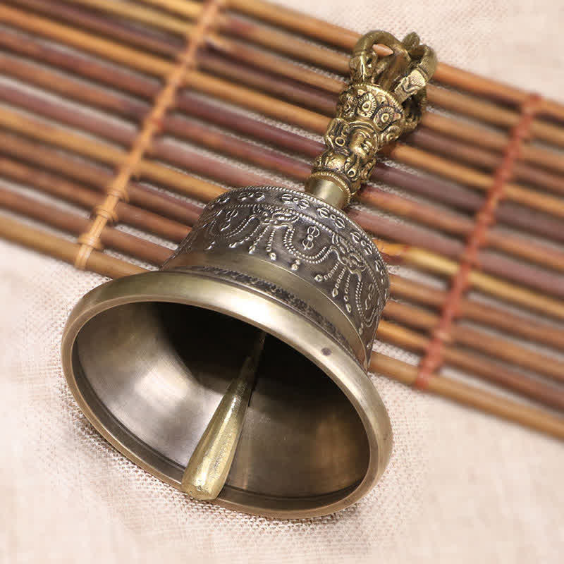 Campana de meditación tibetana y juego de decoración de iluminación de cobre Vajra Dorje