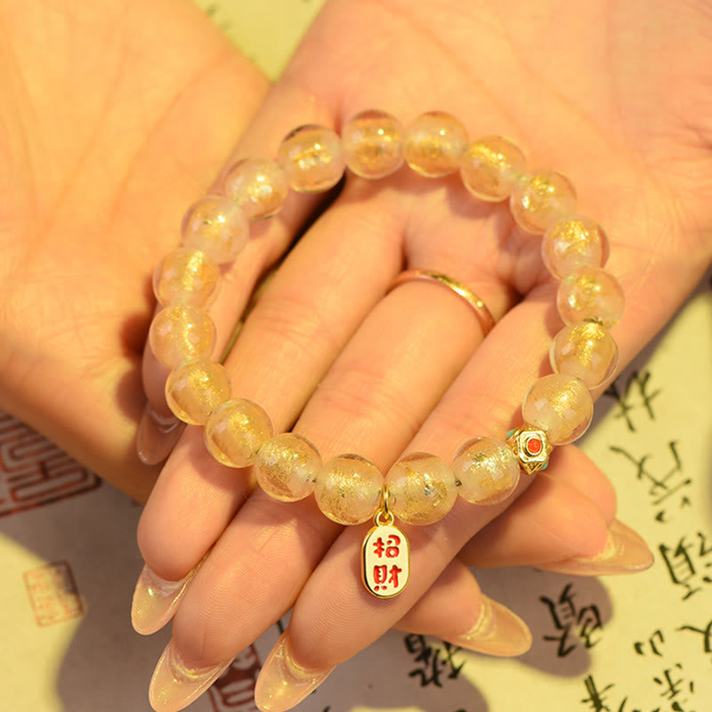 Buddha Stones, incienso tibetano, ceniza, Liuli, cuentas de cristal, Lucky Fortune Fu, pulsera con dijes de personaje