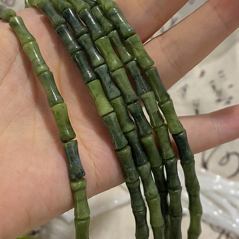 Pulsera de la suerte con patrón de bambú y peridoto de plata de ley 925 con Buddha Stones