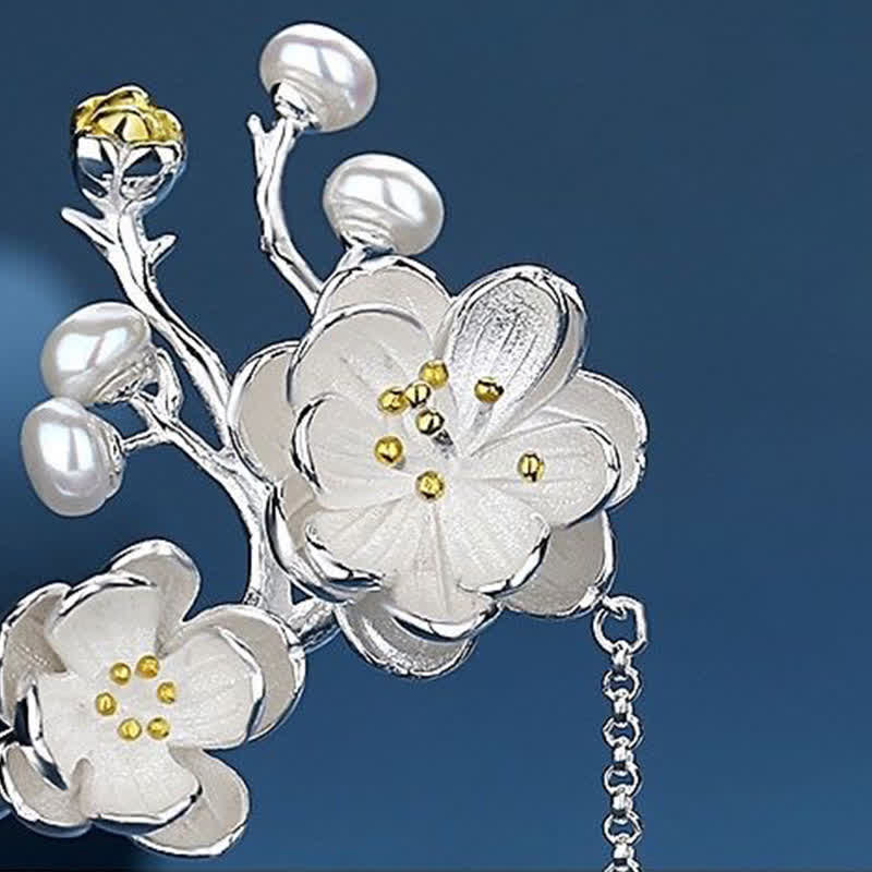 Horquilla con borlas de libertad y amor de mariposa, flor de ciruelo