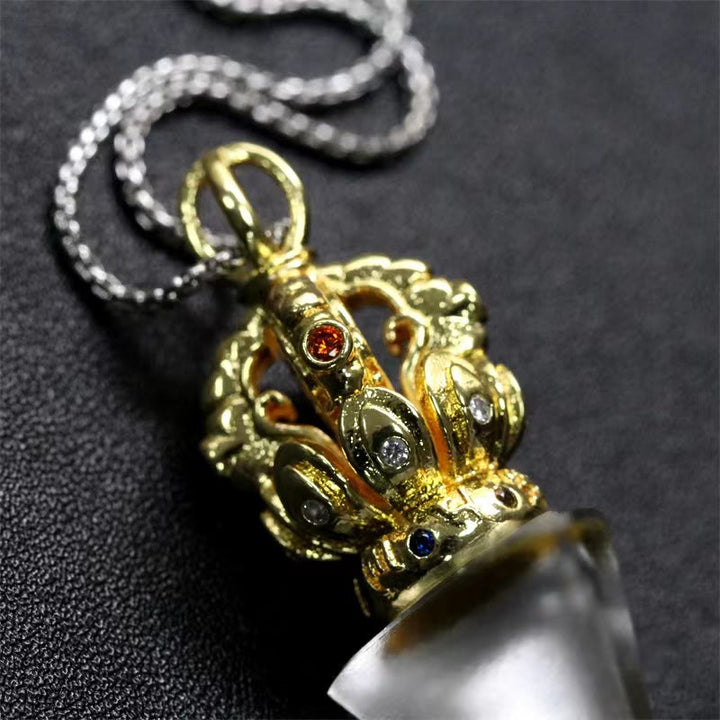 Buddha Stones tibetano Dorje Vajra 4 puntas Lotus Liuli cristal fuerza collar colgante - image 17
