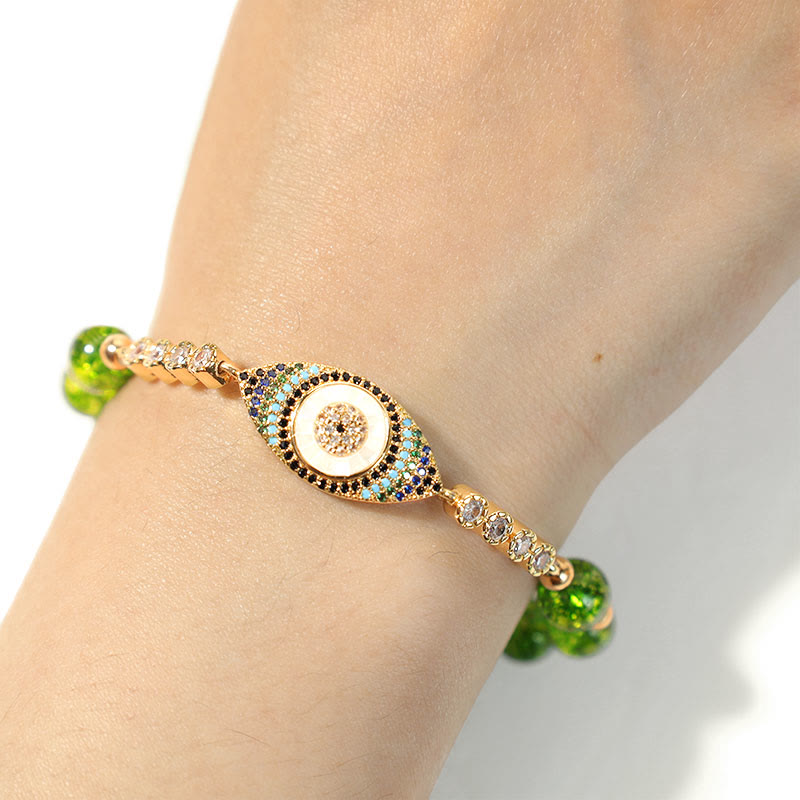 Pulsera de abundancia de mal de ojo con peridoto natural de Buddha Stones
