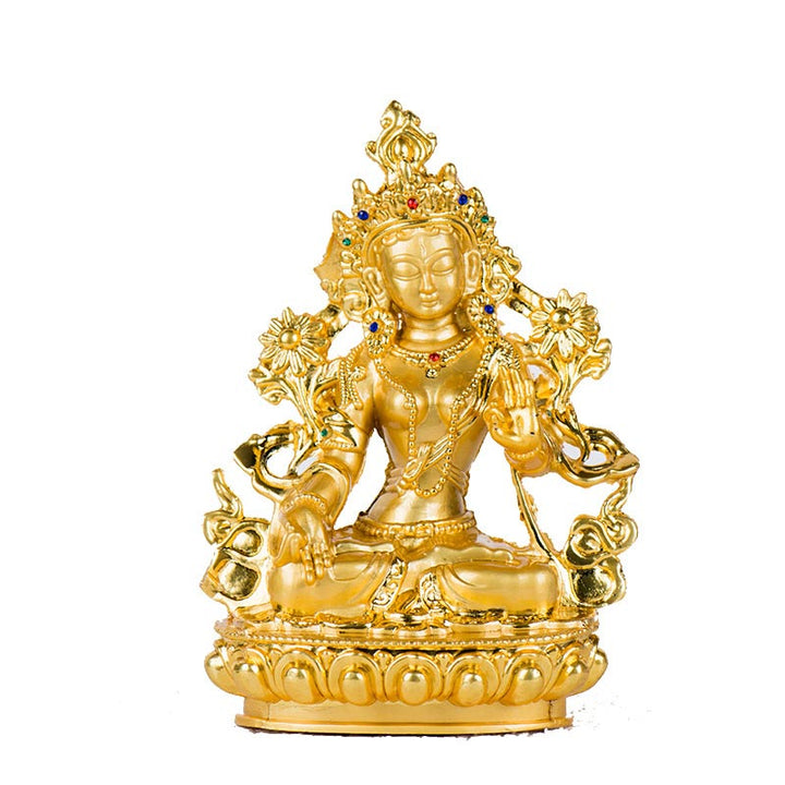 Decoración de estatua chapada en oro con protección de esperanza de Tara Blanca Bodhisattva - image 3