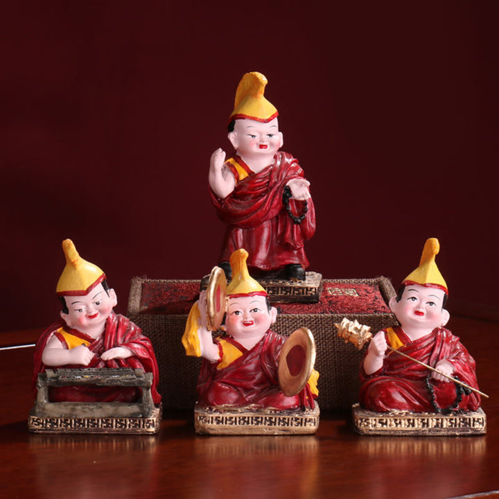 Buddha Stones pintadas a mano, figuras de Lama tibetanas talladas, adorno creativo para decoración del hogar, oficina y coche
