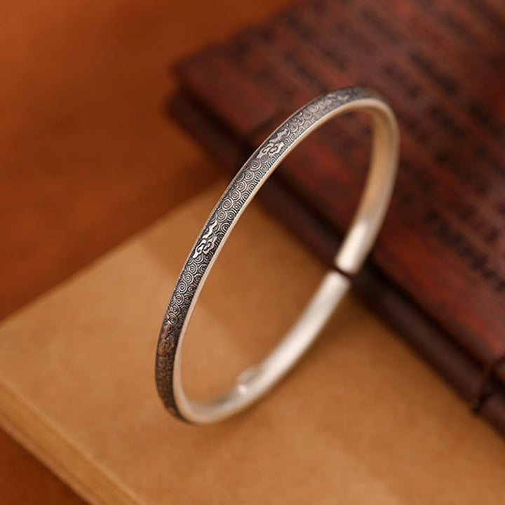 Brazalete de pulsera de la suerte con diseño de nubes propicias de plata de ley 999 vintage con Buddha Stones
