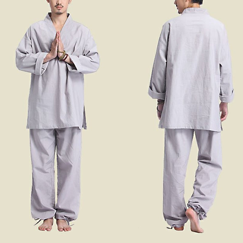 Conjunto de ropa de Yoga para hombre, diseño con cuello en V , Buddha Stones, meditación, oración, espiritual, Zen, lino y algodón - image 12