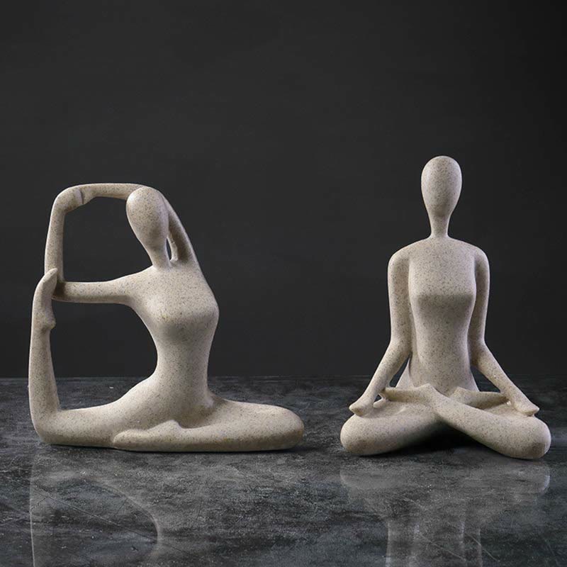 Decoración de escritorio de escultura de estatuilla espiritual de resina de ejercicio de meditación de Yoga abstracto