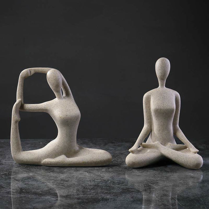 Decoración de escritorio de escultura de estatuilla espiritual de resina de ejercicio de meditación de Yoga abstracto