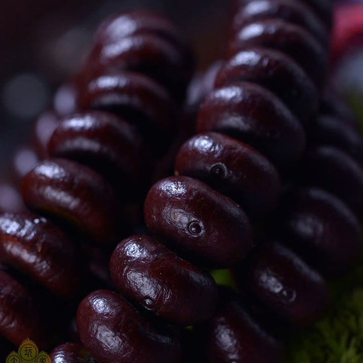 Pulsera de riqueza de semillas de Bodhi púrpura, 108 cuentas de Mala naturales del Tíbet, Buddha Stones