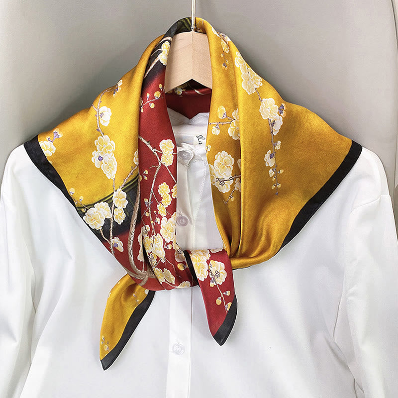 Buddha Stones escena pastoral globo aerostático flor de primavera 100% seda de morera cuello bufanda para el pelo - image 27