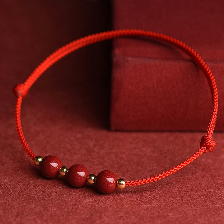 Pulsera tobillera con cuentas de cinabrio de la suerte naturales con Buddha Stones