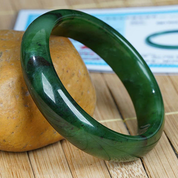Brazalete de pulsera de éxito de felicidad de jade cian hetiano natural