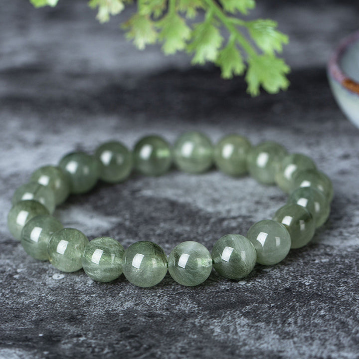 Pulsera de riqueza de bendición de cristal verde natural con Buddha Stones