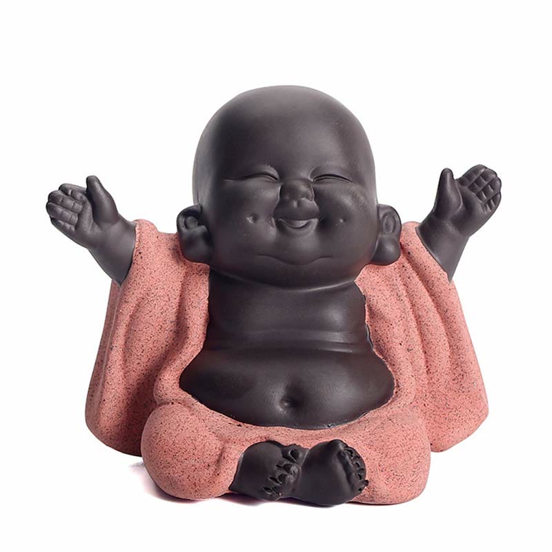 Buddha Stones siempre sonriendo, Buda riéndose, riqueza, suerte, arcilla púrpura, estatua de Maitreya, decoración - image 8