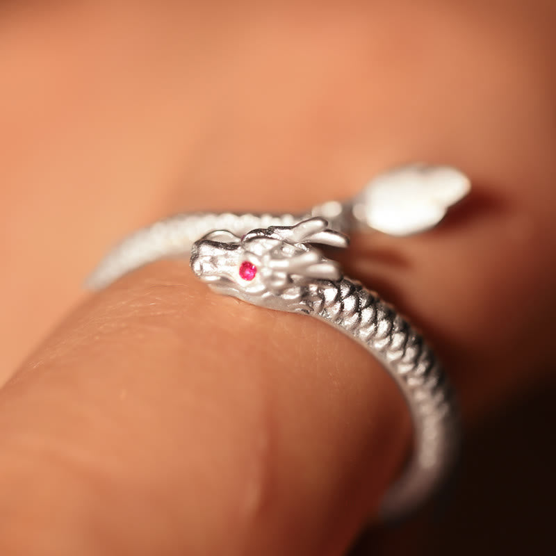 Anillo ajustable de plata de ley 925 con Buddha Stones , diseño vintage del Año del Dragón, protección de la suerte - image 15