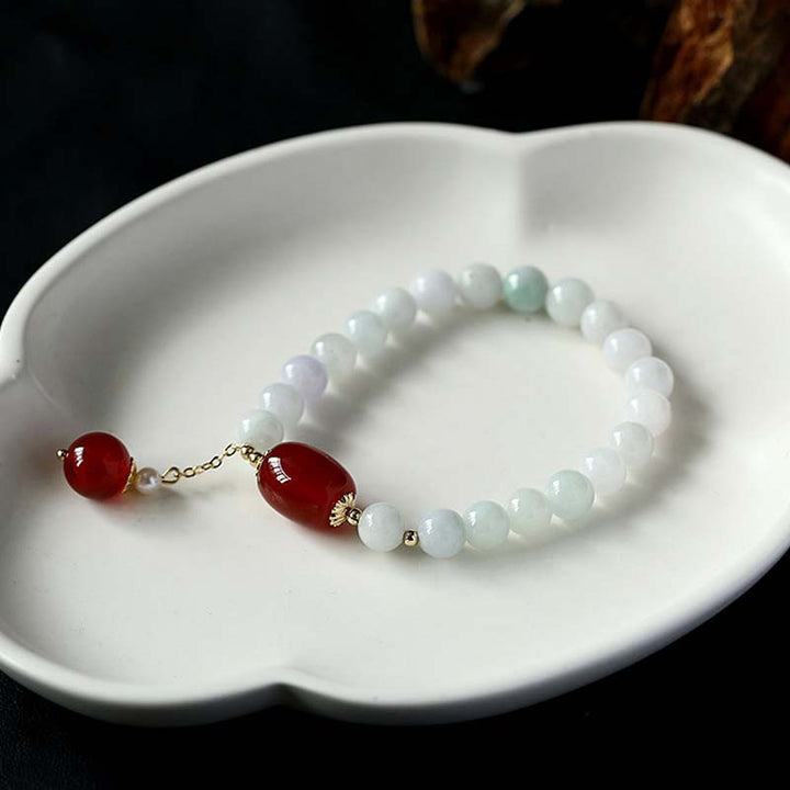 Pulsera de protección de ágata de jade blanco natural con Buddha Stones