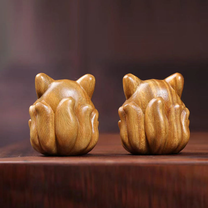 Miniatura de zorro de nueve colas, Buddha Stones, marfil, fruta, sándalo, sándalo verde, decoración bendita - image 31