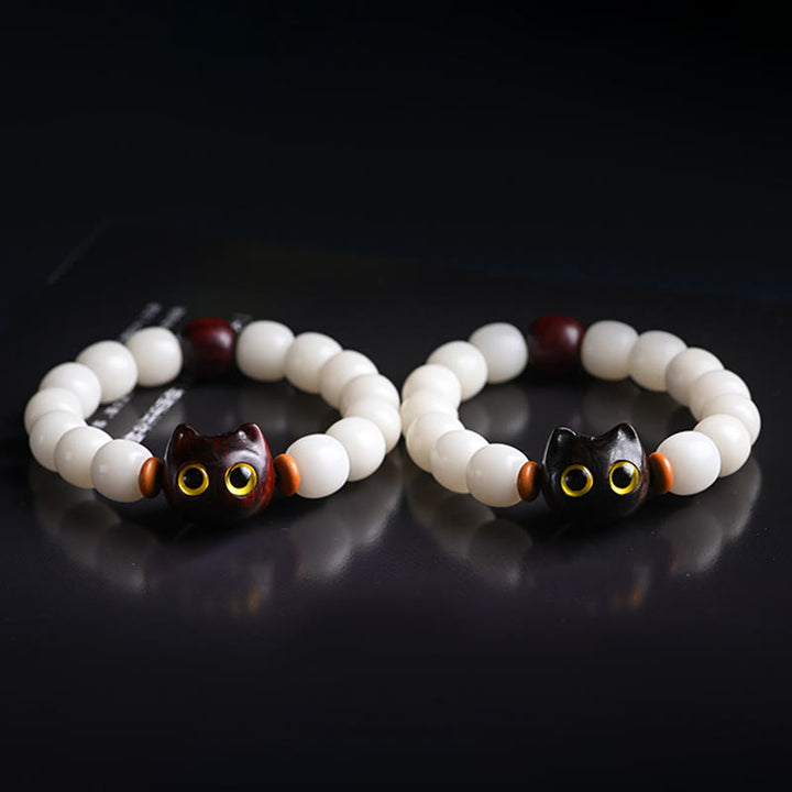 Buddha Stones, semillas naturales de Bodhi, hoja pequeña, sándalo rojo, madera de ébano, pulsera de sabiduría de gato de la suerte - image 19