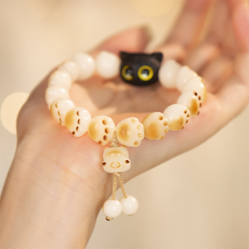 Pulsera de la paz del gato de la suerte de la pata encantadora de sándalo rojo de la semilla de Bodhi Natural de las Buddha Stones - Semilla y borla de Bodhi (circunferencia de muñeca: 14-16 cm) - image 10