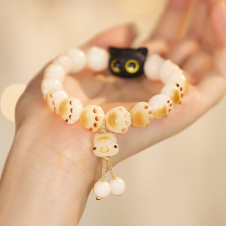 Pulsera de la paz del gato de la suerte de la pata encantadora de sándalo rojo de la semilla de Bodhi Natural de las Buddha Stones - Semilla y borla de Bodhi (circunferencia de muñeca: 14-16 cm) - image 10