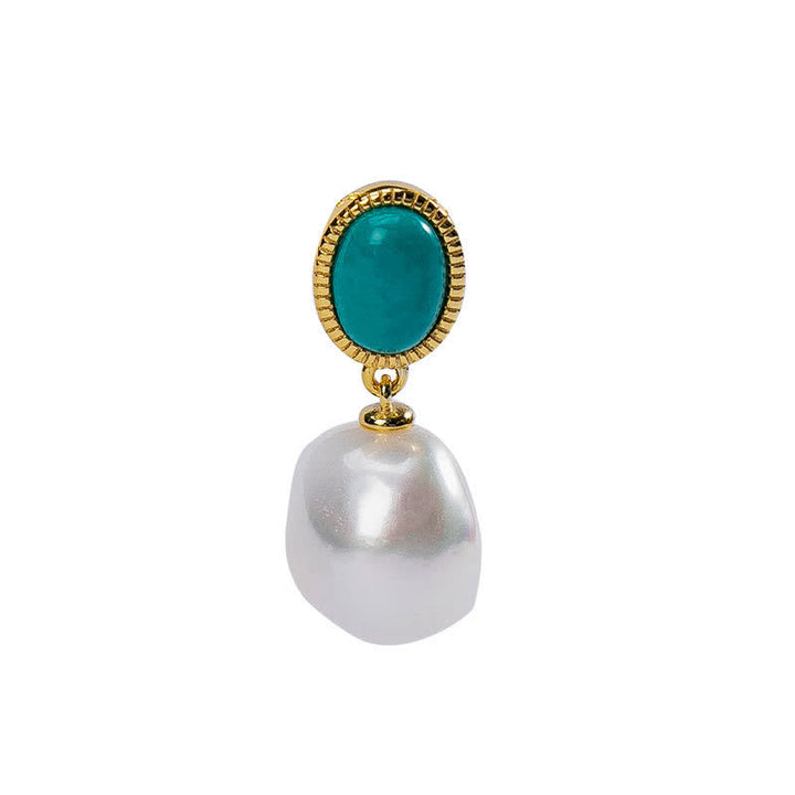 Buddha Stones Plata de Ley 925 Perla Turquesa Anillo Curativo Pendientes Collar Colgante