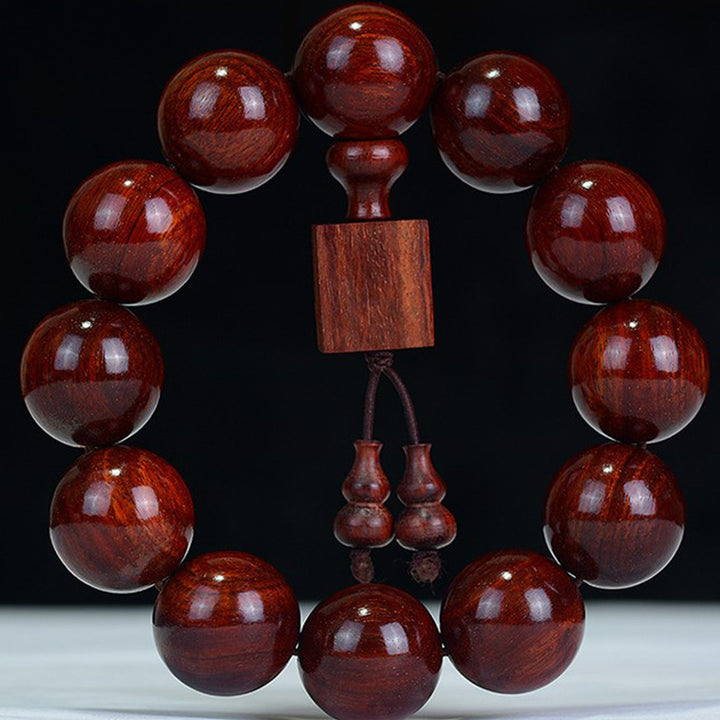 Pulsera de relajación de sándalo rojo de hoja pequeña tibetana con Buddha Stones