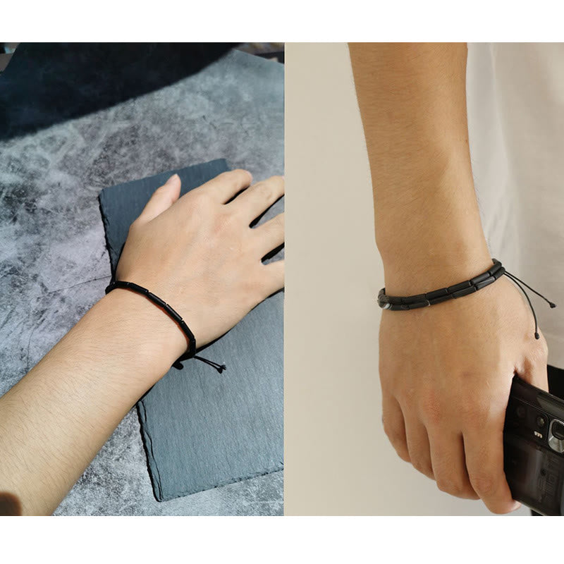 Pulsera de protección de soporte de cuentas de ónix negro con Buddha Stones