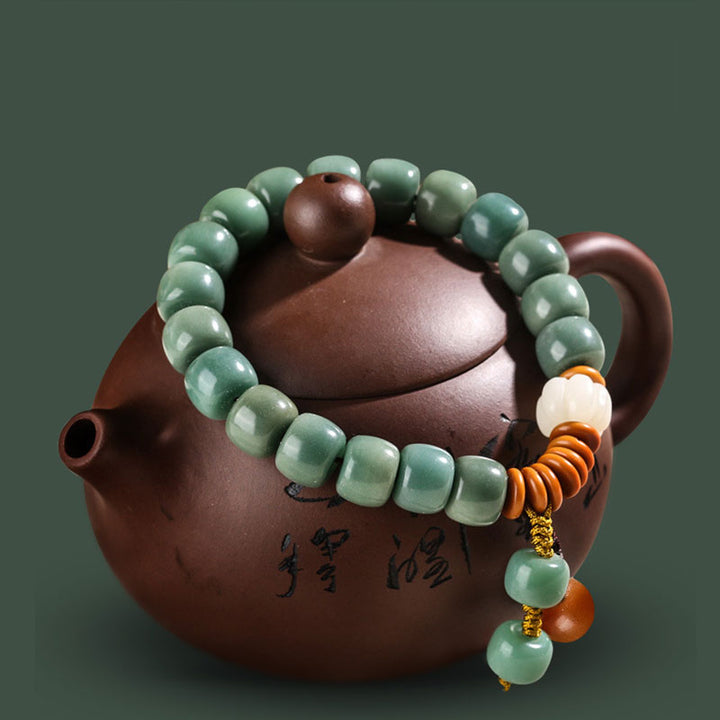Pulsera de éxito de semillas de Bodhi cian de Buddha Stones