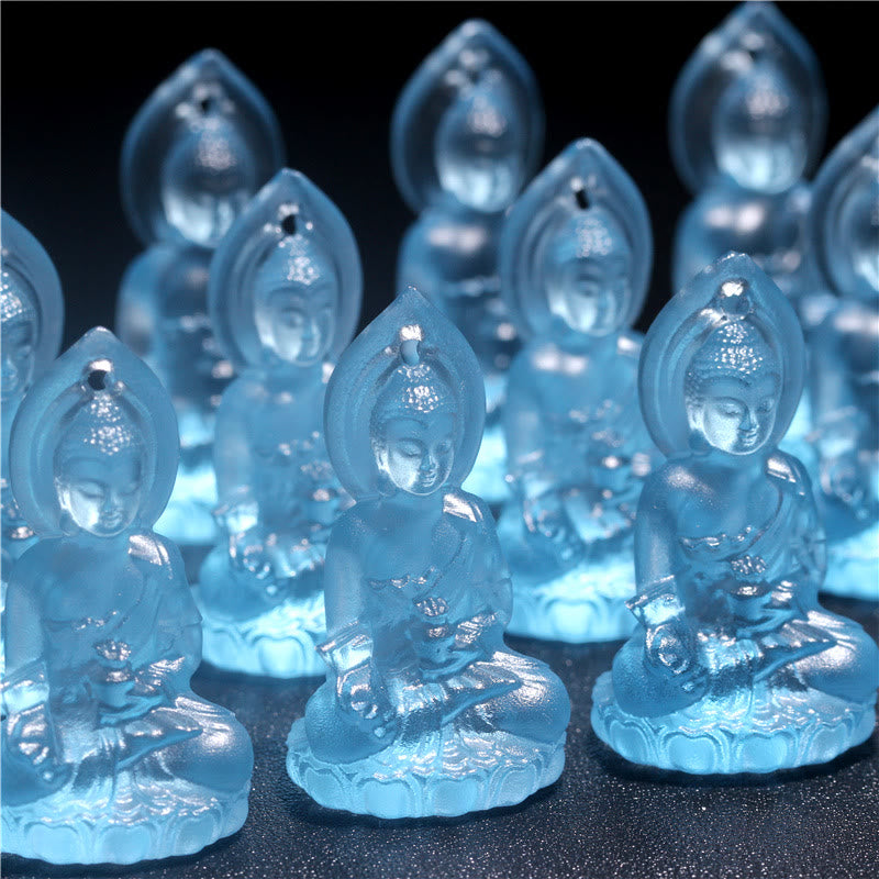 Buddha Stones azul Tathagata Buda medicina Buda Liuli cristal serenidad amuleto collar colgante - image 12