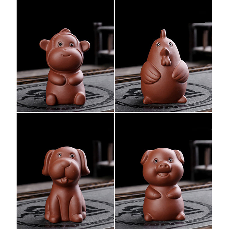 Buddha Stones del zodiaco chino, arcilla púrpura, riqueza, té de cerámica, decoración para el hogar de mascotas