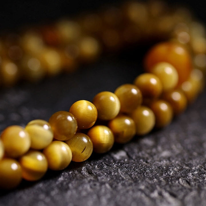 Pulsera con borlas de protección Dorje de cobre y ojo de tigre Natural, 108 cuentas de Mala , Buddha Stones
