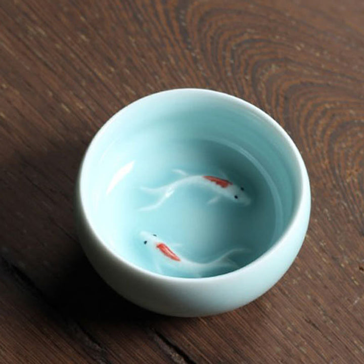 Taza de té de cerámica con forma de pez koi de colores y Buddha Stones - image 29
