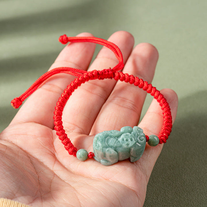 Pulsera de cuerda trenzada con nudo King Kong, protección PiXiu de Jade Natural hecha a mano con Buddha Stones - image 3