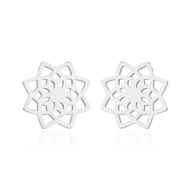 Aretes Nuevo Comienzo con Patrón de Loto Tibetano