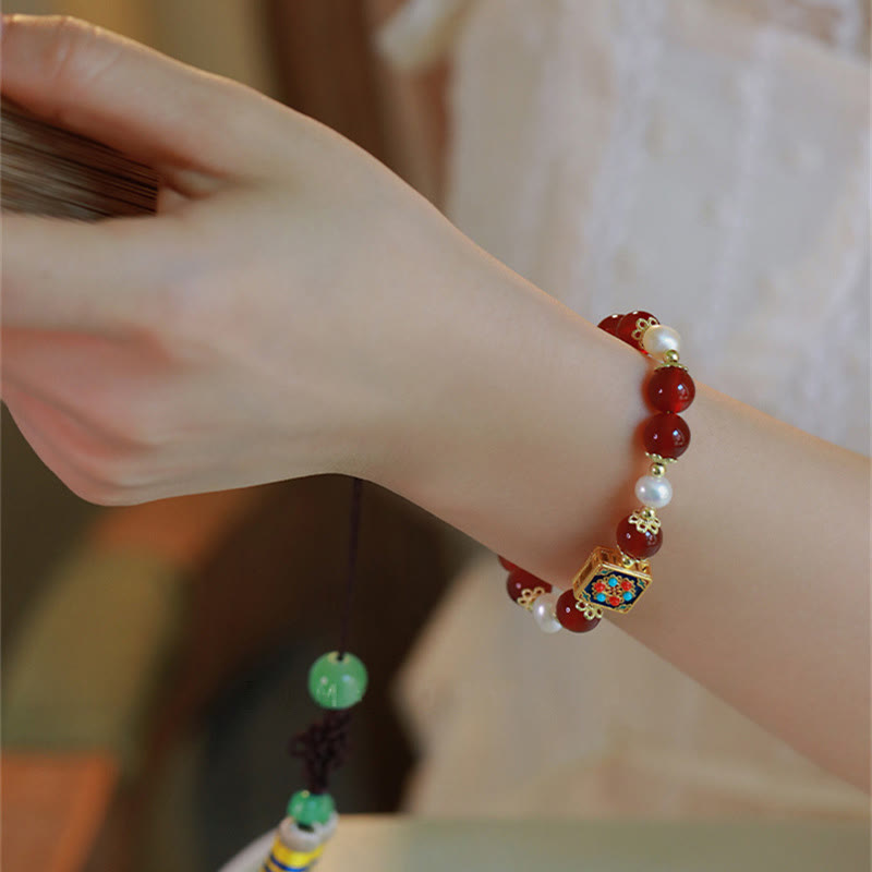 Pulsera Autoaceptación Confianza Perla Ágata Roja Buddha Stones