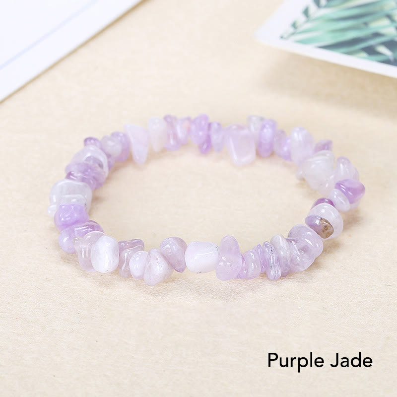 Pulsera calmante de calidez de piedra de cristal de forma irregular natural - Jade púrpura (circunferencia de la muñeca: 15-18 cm) - image 20