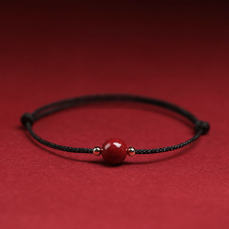Pulsera tobillera con cuentas de cinabrio de la suerte naturales con Buddha Stones