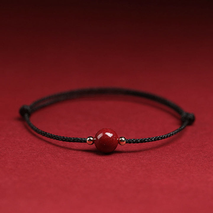 Pulsera tobillera con cuentas de cinabrio de la suerte naturales con Buddha Stones