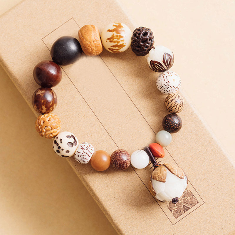 Pulsera Mala de muñeca de la paz de la sabiduría del loto de la semilla de Bodhi