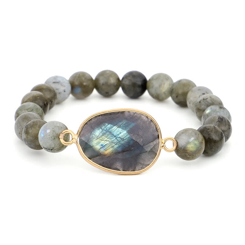 Pulsera de cuentas curativas con soporte de piedra lunar de labradorita natural de Buddha Stones - image 9