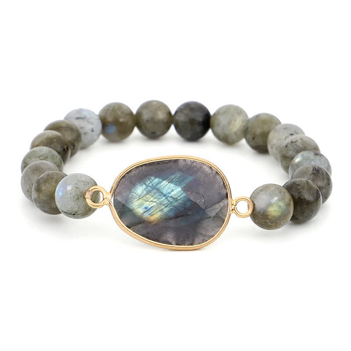Pulsera de cuentas curativas con soporte de piedra lunar de labradorita natural de Buddha Stones - image 9