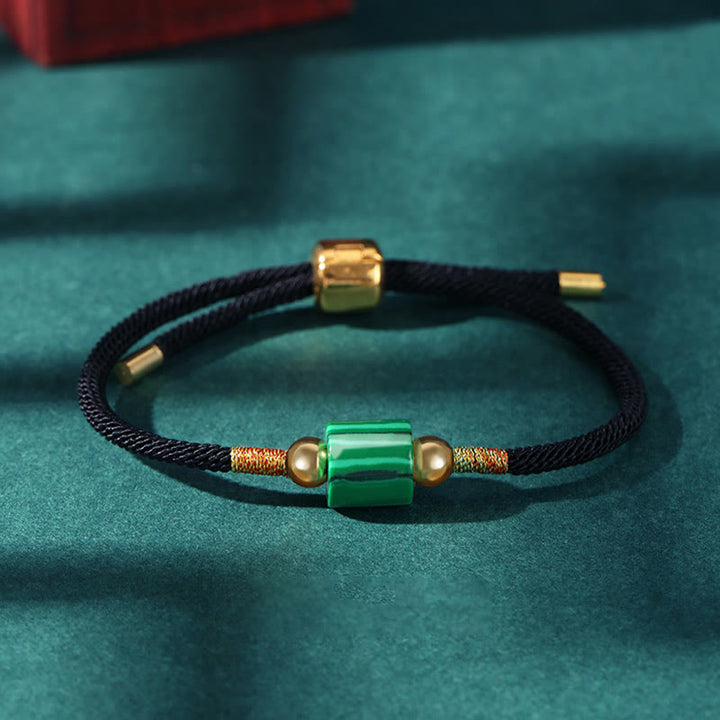 Pulsera de cuerda trenzada con protección de la suerte, malaquita, piedra roja, Aventurina verde hecha a mano, Buddha Stones del Tíbet