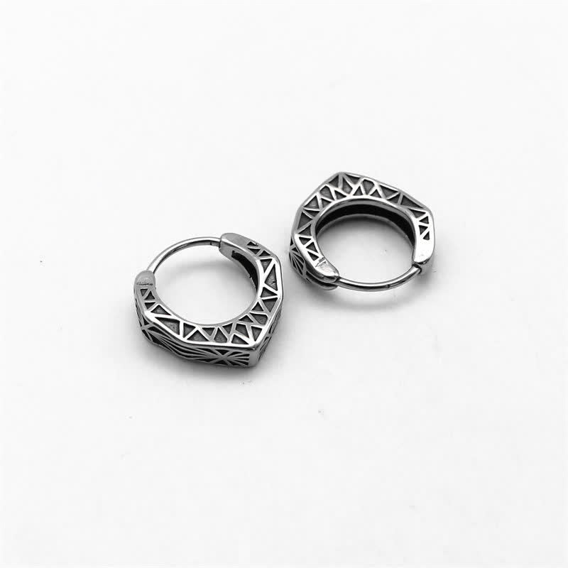 Pendientes de equilibrio de acero y titanio con aro vikingo