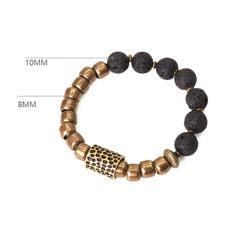 Buddha Stones, piedra de roca de Lava, obsidiana arcoíris, soporte de cobre, pulsera curativa