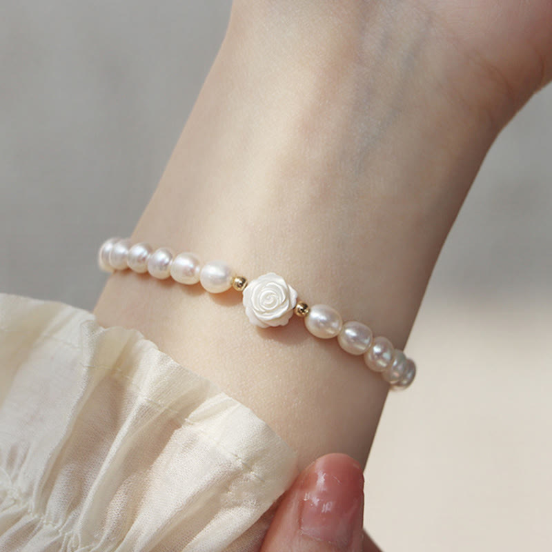 Pulsera de cuentas de sinceridad con perlas de flores naturales